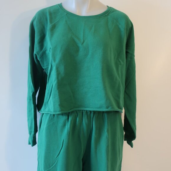 Womens The Westside Green 2-Pc Set Cropped Sweatshirt/M Wide-Leg Pants/S - Picture 6 of 15